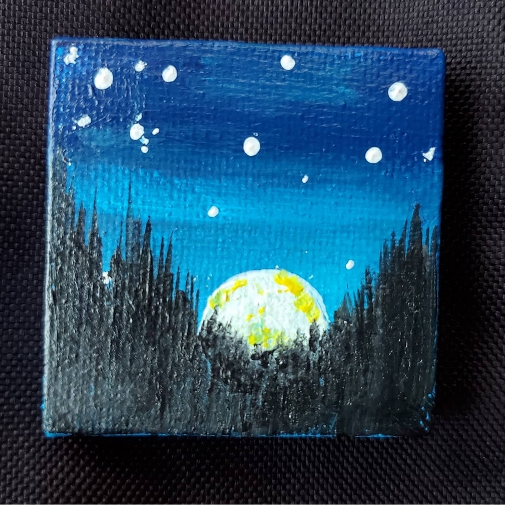 “Underneath the Stars” 🌌 Mini Acrylic Magnet Painting | 2x2 Hand-Painted